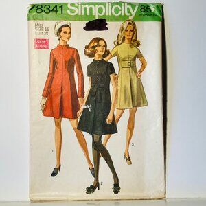 1960s Simplicity 8341 Size 16 B38 Vintage Princess Seam Dress Pattern Uncut
